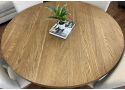 Solid Wood Round Dining Table For 4 - 6 Persons with Geometric Base - Iona